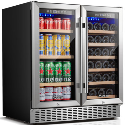 BODEGA 30" Dual Zone Wine & Beverage Refrigerator With Glass And Insulated Door, Built-In Or Freestanding Under Counter Cooler With Adjustable Shelvin — FIN-0019237 | Fridge.com