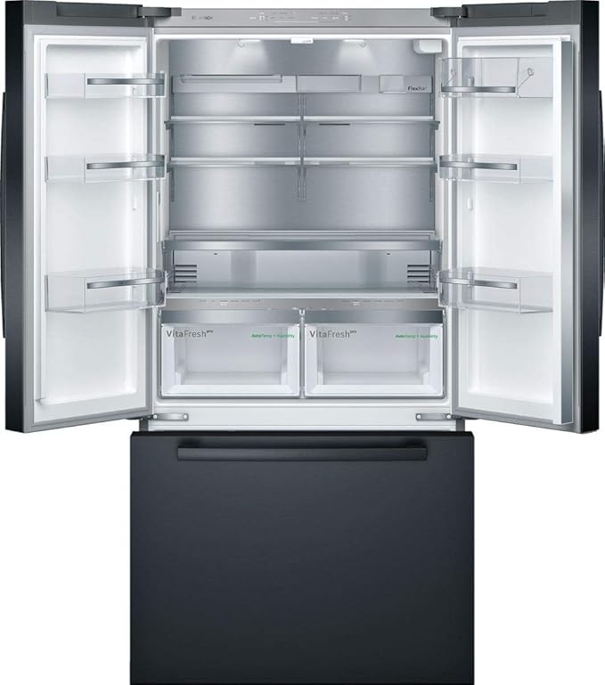 Bosch B36CT80SNB 36" 800 Series French Door Refrigerator With 20.8 cu. ft. Capacity, Farmfresh System, Vitafreshpro, LED Lighting And Multiairflow (Black Stainless Steel) - View 5 | Fridge.com