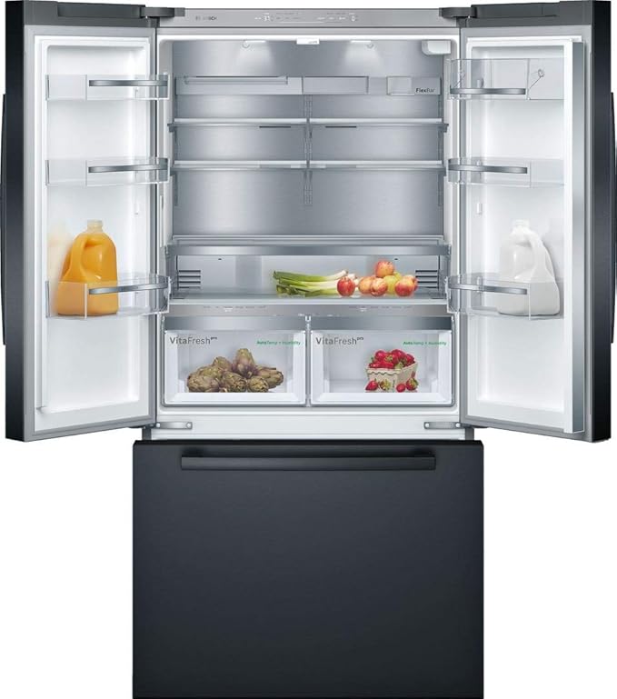 Bosch B36CT80SNB 36" 800 Series French Door Refrigerator With 20.8 cu. ft. Capacity, Farmfresh System, Vitafreshpro, LED Lighting And Multiairflow (Black Stainless Steel) - View 6 | Fridge.com