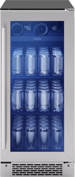 Zephyr - Brisas 15 in. 4-Bottle and 64-Can Single Zone Beverage Cooler - Stainless Steel/Glass | Fridge.com
