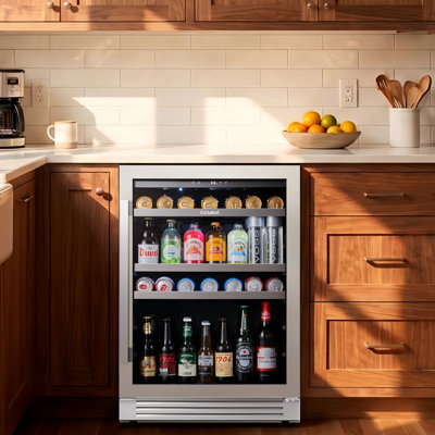 Ca'Lefort 24'' Built-in & Freestanding Beverage Refrigerators & Coolers Beer Cooler for 140-220 Cans with Quiet Compressor,34 to 54 3-Color LED Ligh | Fridge.com