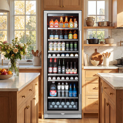428L Left Swing Door Beverage Refrigerators & Coolers with Large Capacity, Quiet Inverter Cooling and Dual-Layer UV-Proof Glass Door — FIN-0018785 | Fridge.com