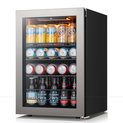 16.9 in. Single Zone 85-Cans Beverage Cooler Freestanding Compressor Frost Free Refrigerator Fridge in Stainless Steel | Fridge.com