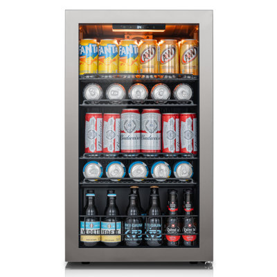 18.9 in. Single Zone 130-Can Beverage Cooler Freestanding Refrigerator Frost Free Tempered Glass Door in Stainless Steel — FIN-0019189 | Fridge.com