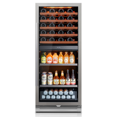 23.4"W Wine & Beverage Refrigerator, 40-Bottle and 112- Can Dual Zone Beverage and Wine Cooler Built-In or Freestanding Beverage and Wine FridgeQuiet | Fridge.com