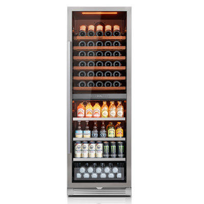 15.1 Cu. Ft. Dual Zone Wine & Beverage Cooler with 77-Bottle Wine Storage and 177-Can Beverage Capacity, Built-In or Freestanding, Right Swing Door | Fridge.com