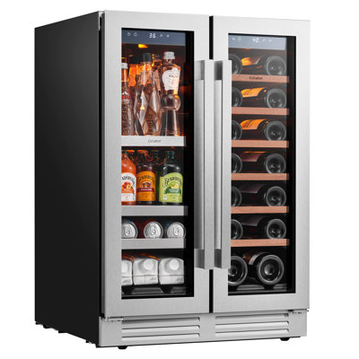 24 Inch Built-In Wine And Beverage Refrigerator, Dual Zone Wine Fridge, 20 Bottle & 80 Can Under Counter Wine Cooler - View 1 | Fridge.com