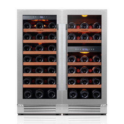 30" 61-bottle 3-zone Wine Cooler, Built-in & Freestanding, 6 Cu.ft. Wine Refrigerator With 4065f, Amber/blue/white Led, Uv-protected Double Glass, H | Fridge.com