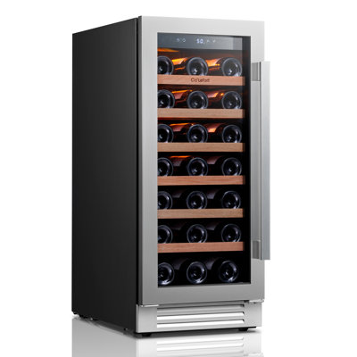 15 In. 33-Bottles Single Zone Built-In Wine Refrigerator Fast Cooling Compressor Fridge With Frost-Free Touch Panel | Fridge.com