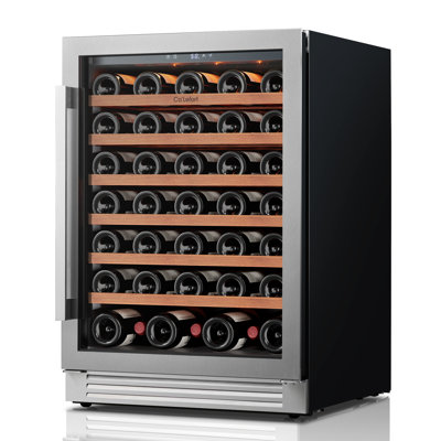24" 61-Bottle Wine Cooler, Built-In & Freestanding, 5.65 Cu.Ft. Wine Refrigerator with 4065F, Amber/Blue/White LED, UV-Protected Double Glass, Hidde | Fridge.com