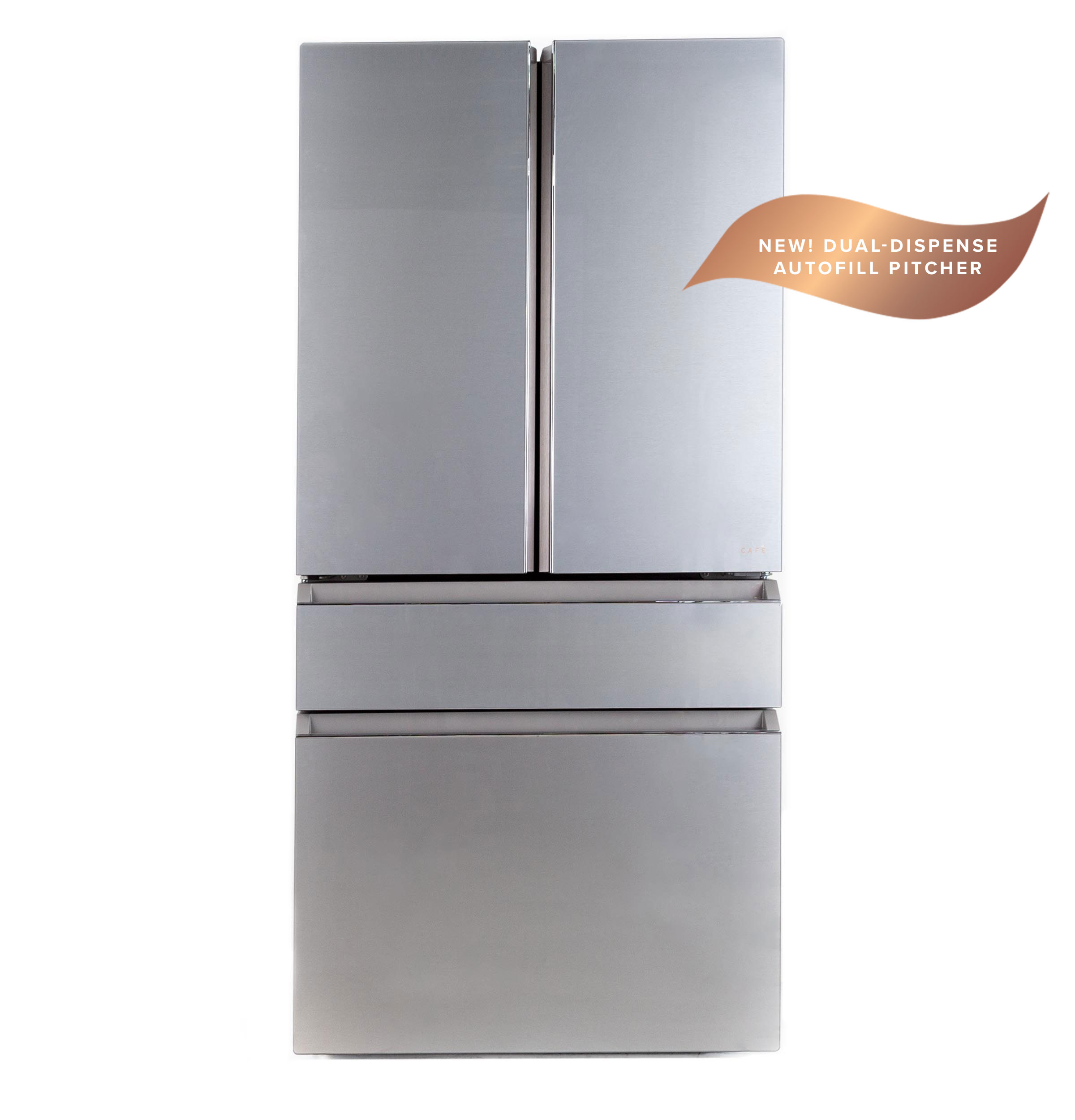 Energy Star 28.7 cu. ft. Smart 4-Door French-Door Refrigerator In Platinum Glass With Dual-Dispense Autofill Pitcher - View 5 | Fridge.com