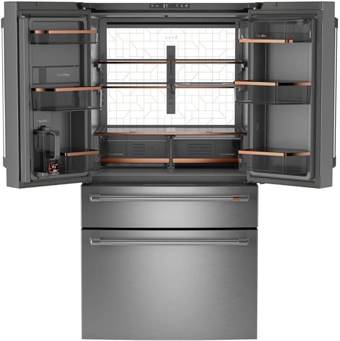 Café CGE29DP 36 Inch Wide 28.7 cu. ft. Energy Star Certified French Door Refrigerator With Dual-Dispense Autofill Pitcher And Convertible Drawer - Stainless Steel/Brushed Stainless - View 4 | Fridge.com