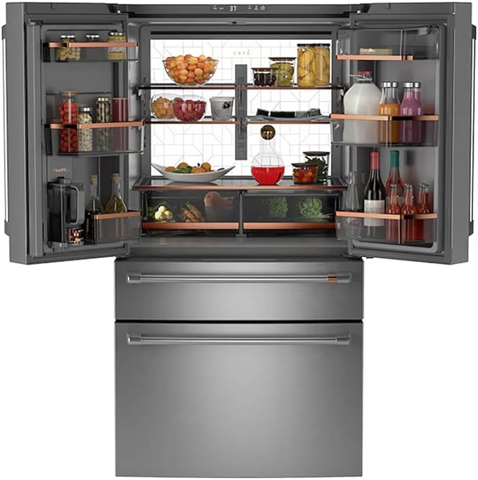 Café CGE29DP 36 Inch Wide 28.7 cu. ft. Energy Star Certified French Door Refrigerator With Dual-Dispense Autofill Pitcher And Convertible Drawer - Stainless Steel/Brushed Stainless - View 6 | Fridge.com