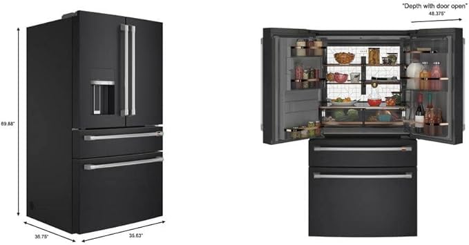 Café CVE28DP3ND1 27.8 cu. ft. Smart 4-Door French Door Refrigerator In Matte Black, Fingerprint Resistant And Energy Star - View 4 | Fridge.com