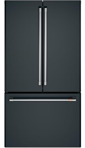 Café - 36 in. Wide 23.1 cu. ft. French Door Counter-Depth Smart Refrigerator With Internal Water Dispenser - Matte Black - View 2 | Fridge.com