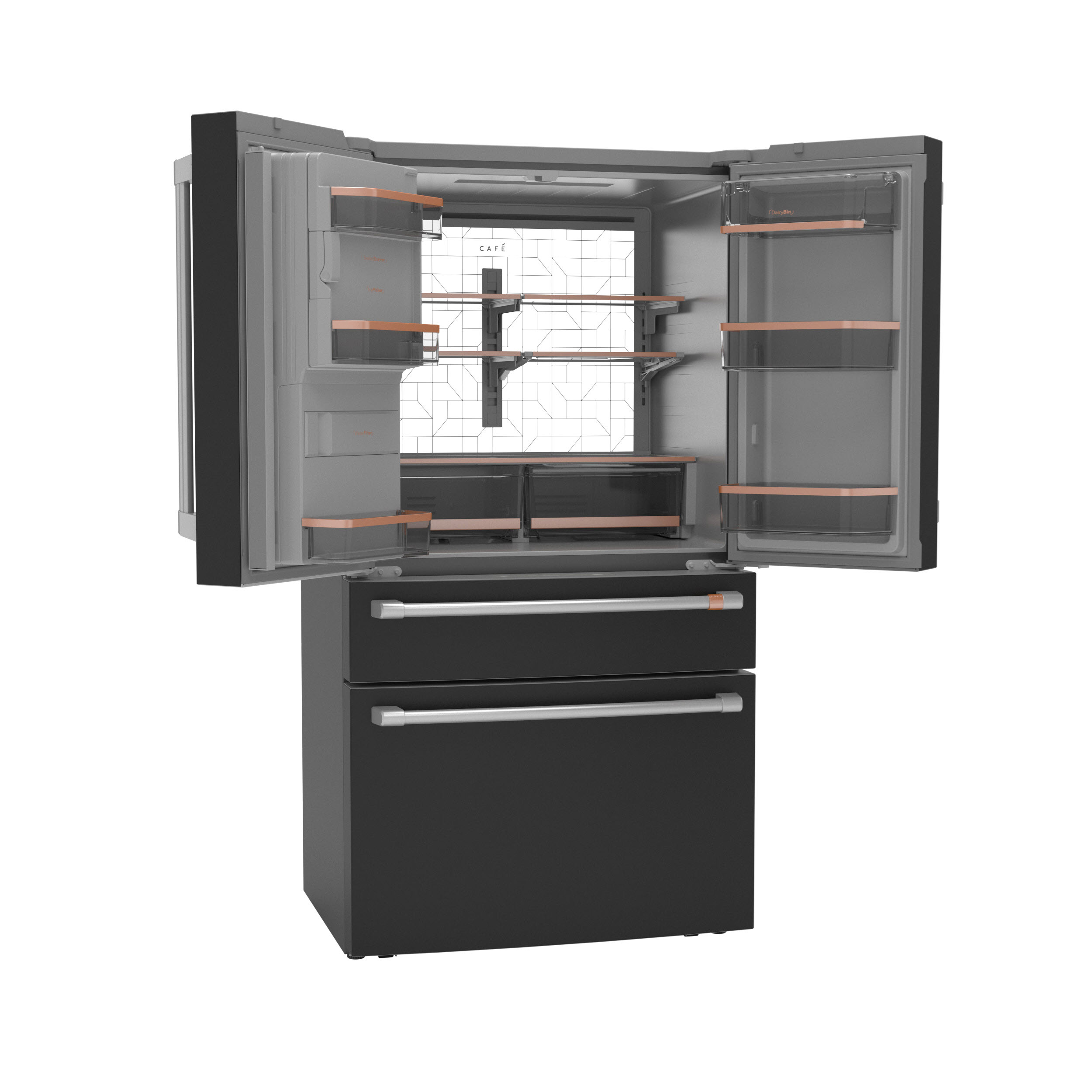 Café́ CXE22DP3PD1 22.3 cu. ft. Matte Black Counter Depth French Door Refrigerator - View 5 | Fridge.com