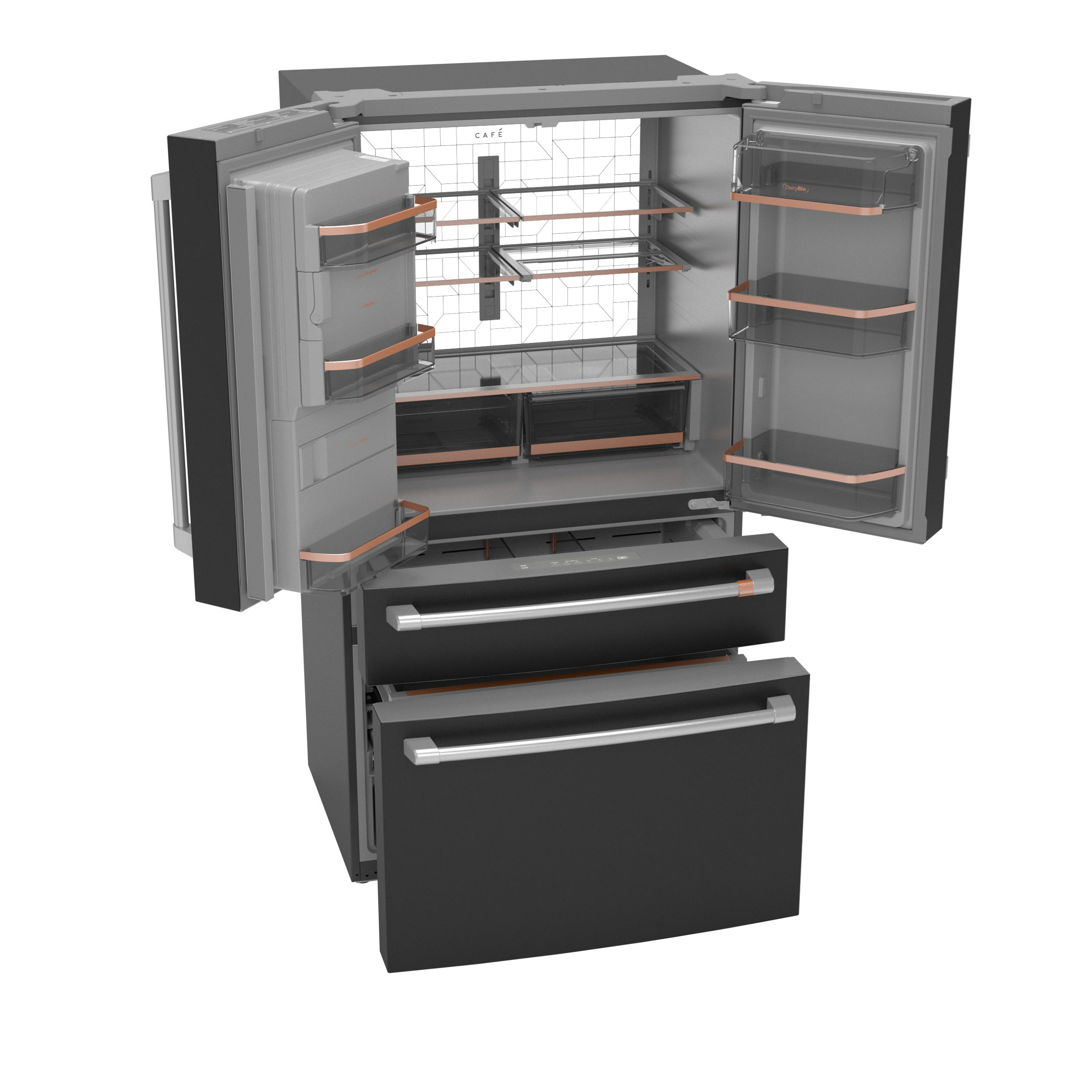 Café́ CXE22DP3PD1 22.3 cu. ft. Matte Black Counter Depth French Door Refrigerator - View 6 | Fridge.com
