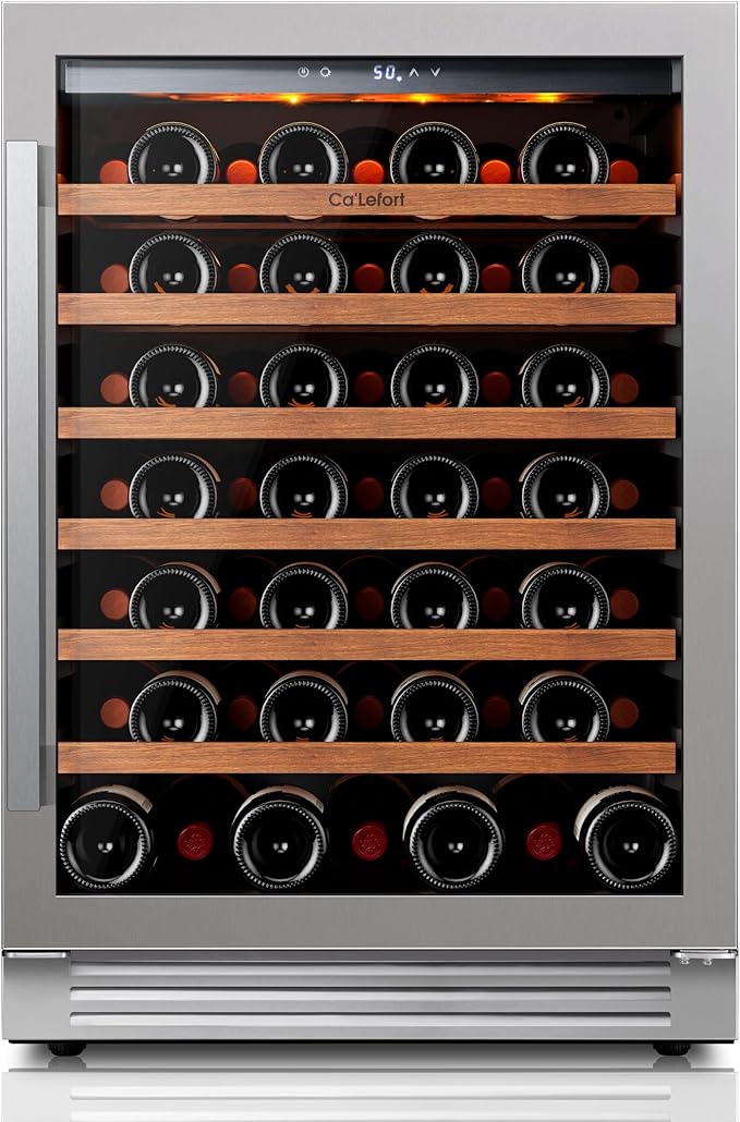 Ca'Lefort 24 Inch Wine Fridge, 54 Bottle Wine Cooler Refrigerator, 40-65°F Wine Refrigerator Glass Door, 3 LED Wine Fridge, Built-in or Freestanding Wine Fridge for Home/Bar/Kitchen (5.65 cu.ft) | Fridge.com