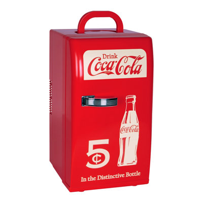 Coca-Cola 10.5'' W Freestanding 18 Cans (12 oz.) 0.8 Cubic Feet Outdoor Rated Beverage Cooler | Fridge.com