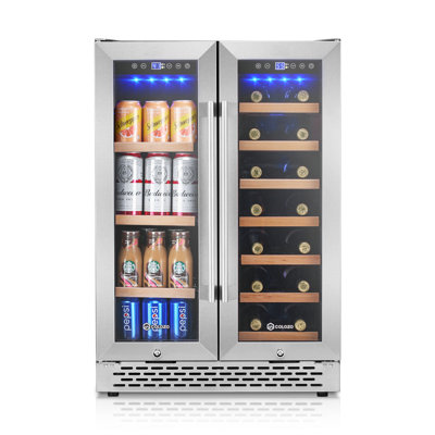 24 Inch Wine Beverage Refrigerator Under Counter, Small Beverage Refrigerator With Glass Door, Stainless Steel Wine Fridge | Fridge.com