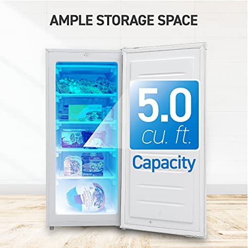 Commercial Cool Upright Freezer, Stand Up Freezer 5 cu ft With Reversible Door, White - View 3 | Fridge.com