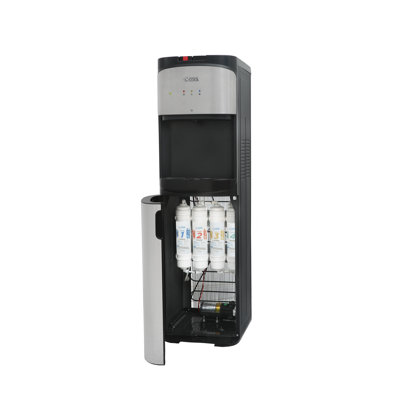 Freestanding Top Loading Water Cooler with Hot and Cold Temperature Options/Silver - Black | Fridge.com
