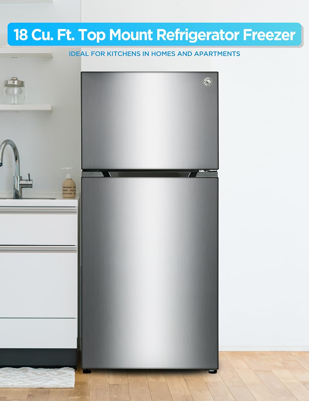 Commercial Cool 18 cu. ft. Top Mount Refrigerator With Freezer, 2-Door Refrigerator With Top Freezer And Adjustable Temperature Control, Ice Maker Rea - View 2 | Fridge.com