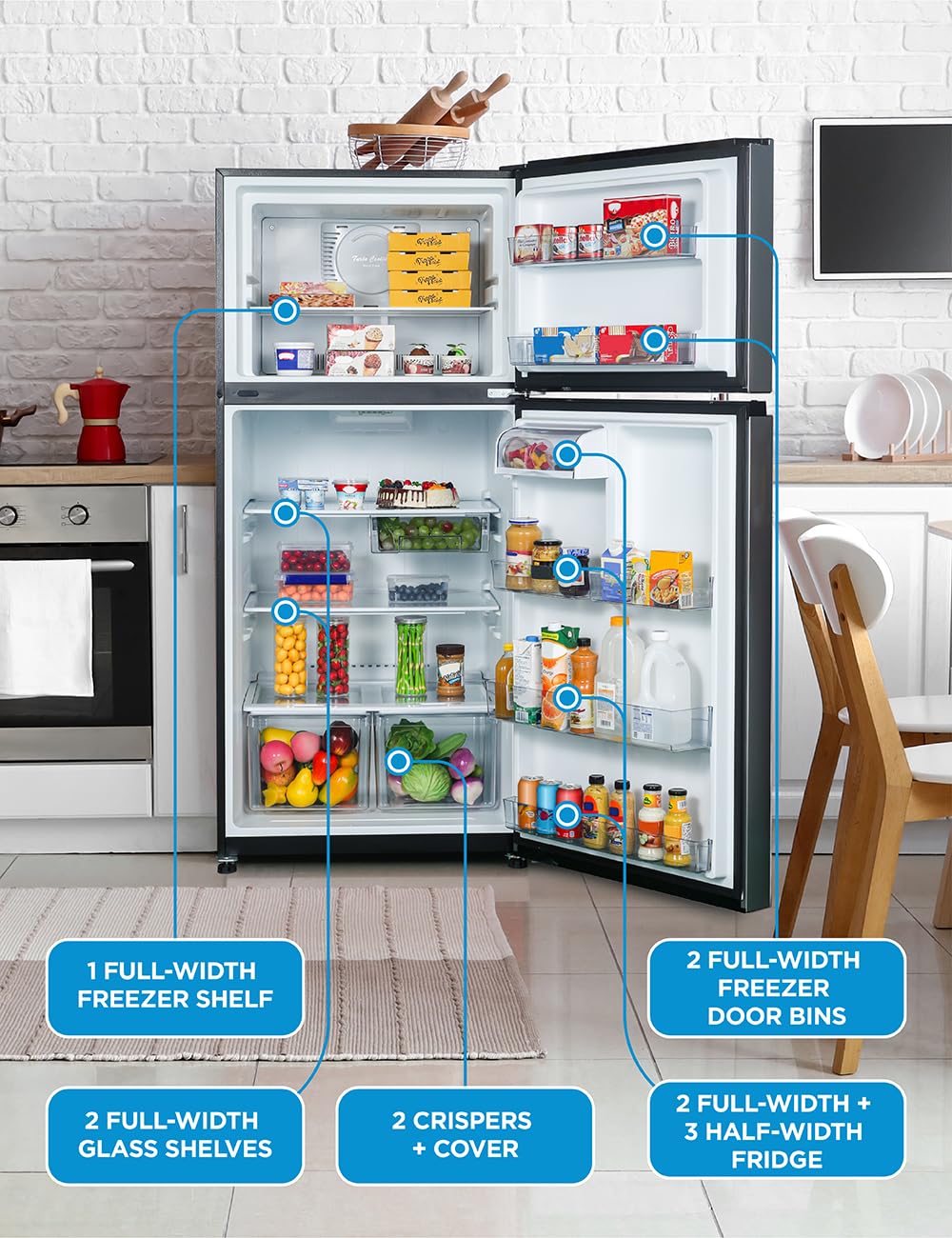 Commercial Cool 18 cu. ft. Top Mount Refrigerator With Freezer, 2-Door Refrigerator With Top Freezer And Adjustable Temperature Control, Ice Maker Rea - View 4 | Fridge.com