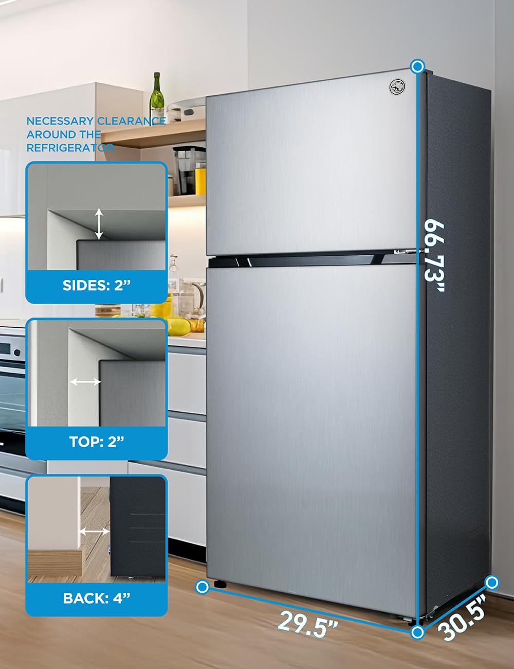 Commercial Cool 18 cu. ft. Top Mount Refrigerator With Freezer, 2-Door Refrigerator With Top Freezer And Adjustable Temperature Control, Ice Maker Rea - View 6 | Fridge.com