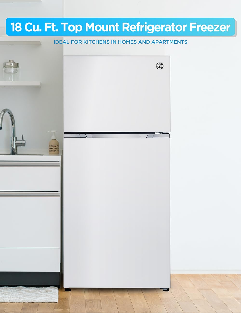 Commercial Cool 18 cu. ft. Top Mount Refrigerator With Freezer, 2-Door Refrigerator With Top Freezer And Adjustable Temperature Control, Ice Maker Rea - View 2 | Fridge.com