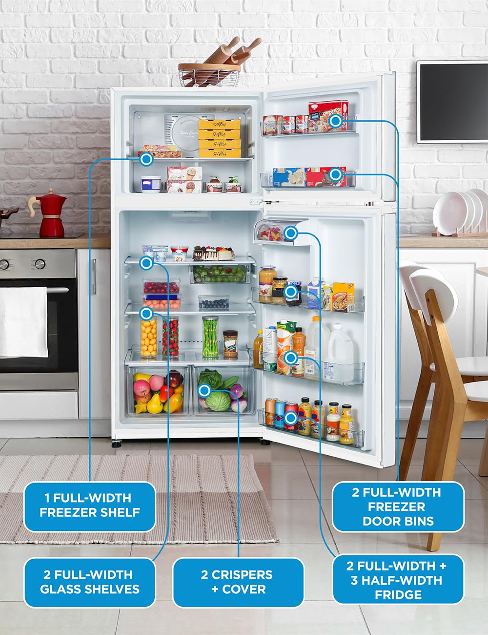 Commercial Cool 18 cu. ft. Top Mount Refrigerator With Freezer, 2-Door Refrigerator With Top Freezer And Adjustable Temperature Control, Ice Maker Rea - View 4 | Fridge.com