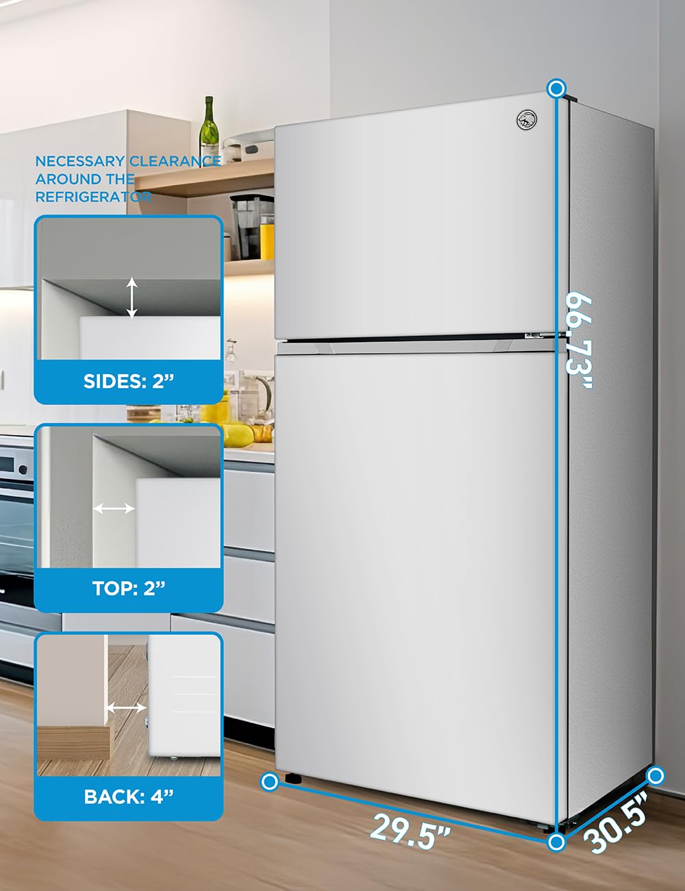 Commercial Cool 18 cu. ft. Top Mount Refrigerator With Freezer, 2-Door Refrigerator With Top Freezer And Adjustable Temperature Control, Ice Maker Rea - View 6 | Fridge.com