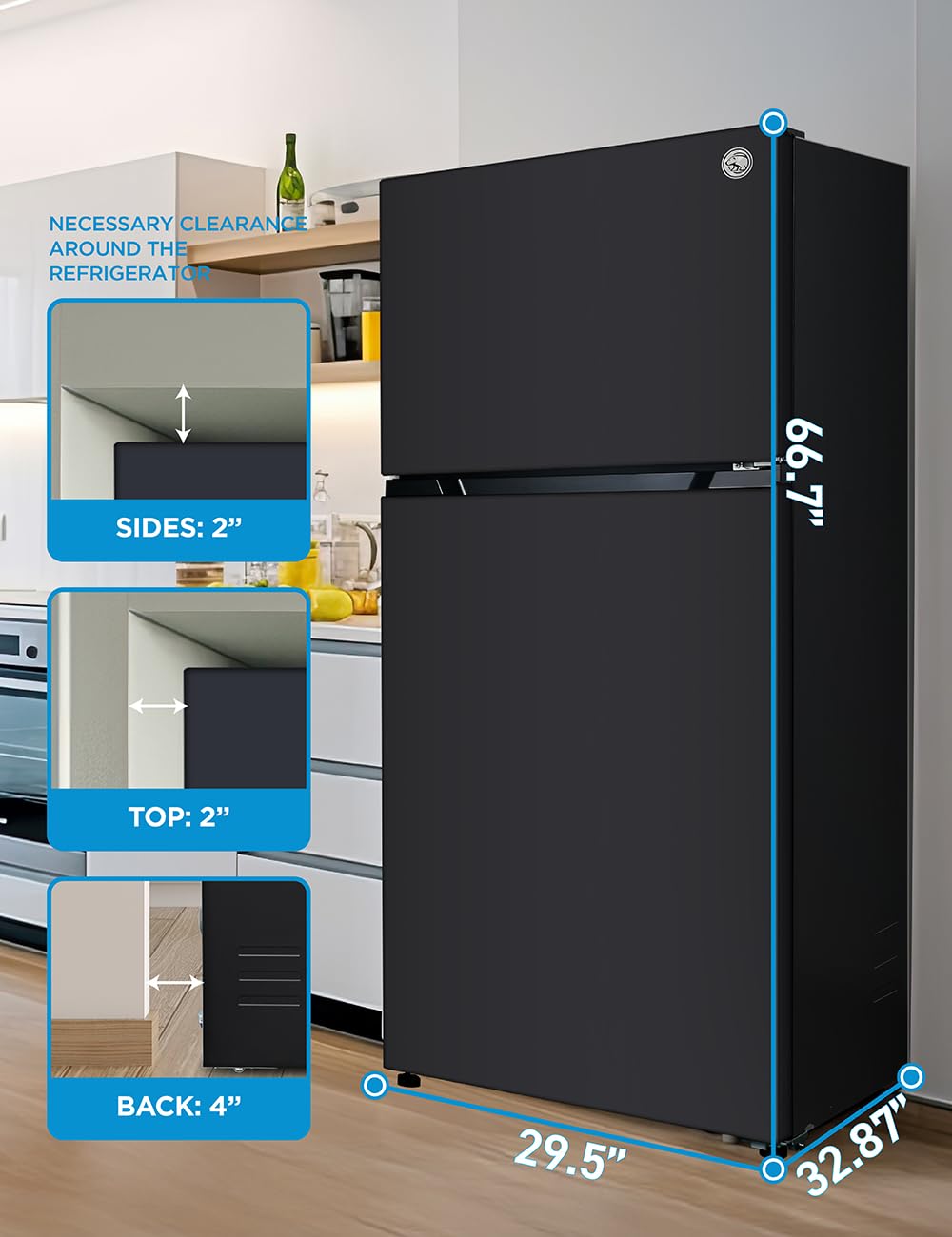Commercial Cool 20 cu. ft. Top Mount Refrigerator With Ice Maker, 2-Door Refrigerator With Top Freezer, Freezer With Icemaker And Adjustable Temperatu - View 6 | Fridge.com