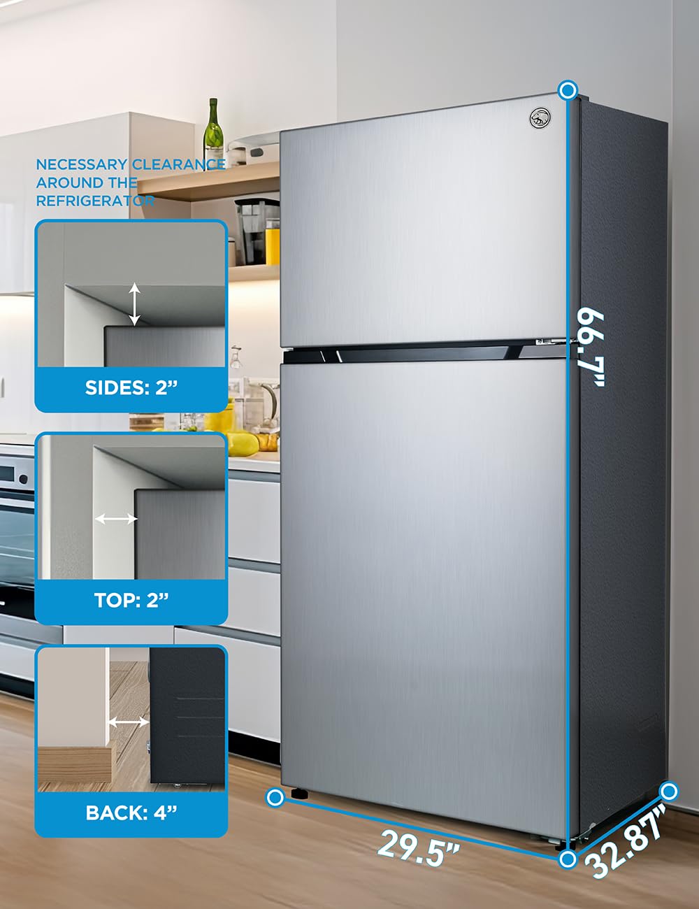 Commercial Cool 20 cu. ft. Top Mount Refrigerator With Ice Maker, 2-Door Refrigerator With Top Freezer,Freezer With Icemaker And Adjustable Temperatur - View 6 | Fridge.com