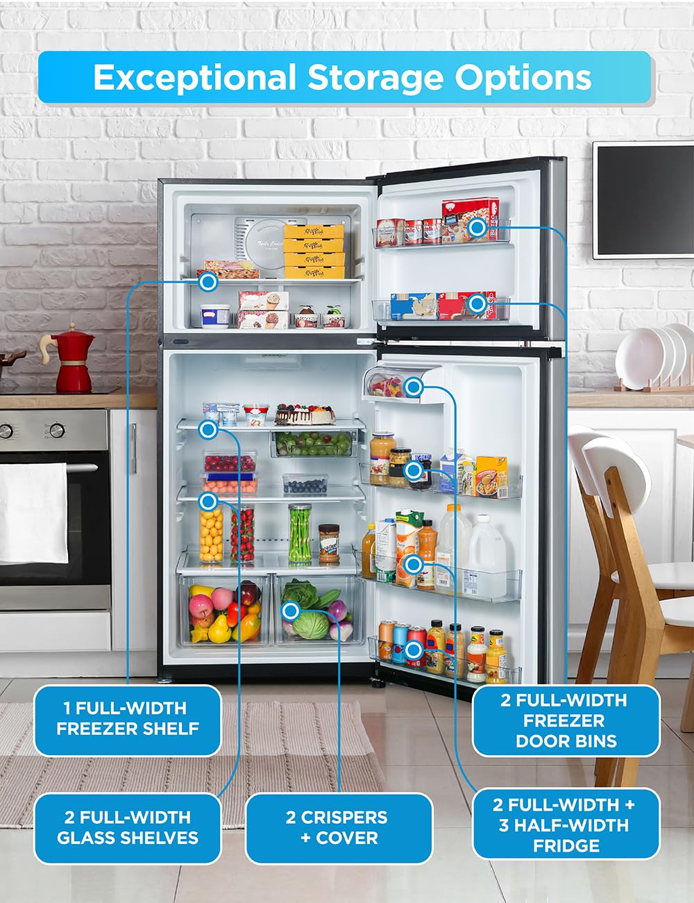Commercial Cool 20 cu. ft. Top Mount Refrigerator With Freezer, 2-Door Refrigerator With Top Freezer And Adjustable Temperature Control, Ice Maker Rea - View 4 | Fridge.com
