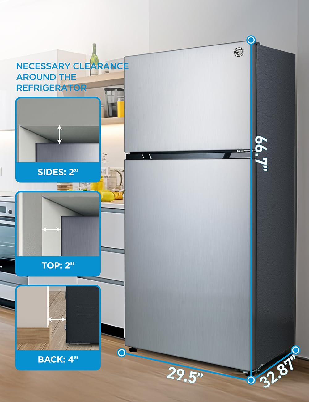Commercial Cool 20 cu. ft. Top Mount Refrigerator With Freezer, 2-Door Refrigerator With Top Freezer And Adjustable Temperature Control, Ice Maker Rea - View 6 | Fridge.com