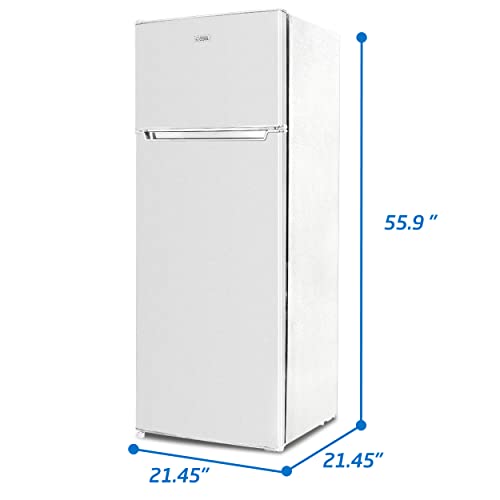 Commercial Cool 7.7 cu. ft. Refrigerator With Freezer, Top Mount Fridge With Glass Shelves, Bottle Storage, Beverage Rack, And Refrigerator Crisper Drawer Cover In White - View 2 | Fridge.com