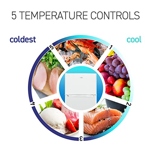 Commercial Cool 7.7 cu. ft. Refrigerator With Freezer, Top Mount Fridge With Glass Shelves, Bottle Storage, Beverage Rack, And Refrigerator Crisper Drawer Cover In White - View 5 | Fridge.com