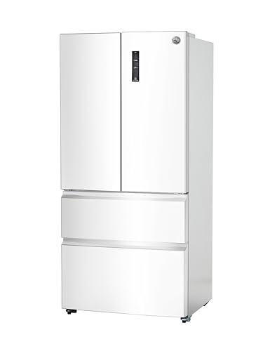 Commercial Cool 18.9 Cu. Ft. French Door Refrigerator, 33 Inch Wide Refrigerator with 2 Bottom Mount Freezer Drawers, Frost Free, LED Lighting, Digital Temperature Control, CCRF1890KW, White | Fridge.com