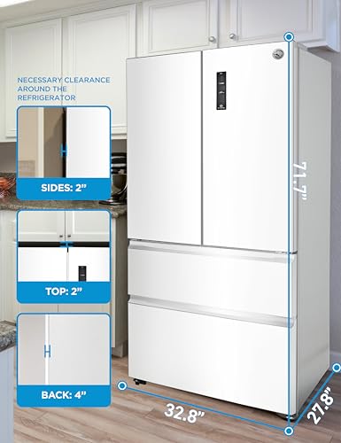 Commercial Cool 18.9 cu. ft. French Door Refrigerator, 33 Inch Wide Refrigerator With 2 Bottom Mount Freezer Drawers, Frost Free, LED Lighting, Digital Temperature Control, CCRF1890KW, White - View 2 | Fridge.com