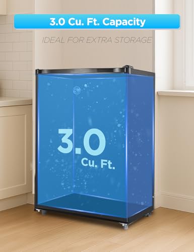 Commercial Cool 3.0 cu. ft. Upright Freezer With 2 Removable Glass Shelves, Reversible Door, Adjustable Thermostat, Mini Freezer With Space Saving Flat Back, Manual Defrost, CCUL30B, Black - View 3 | Fridge.com