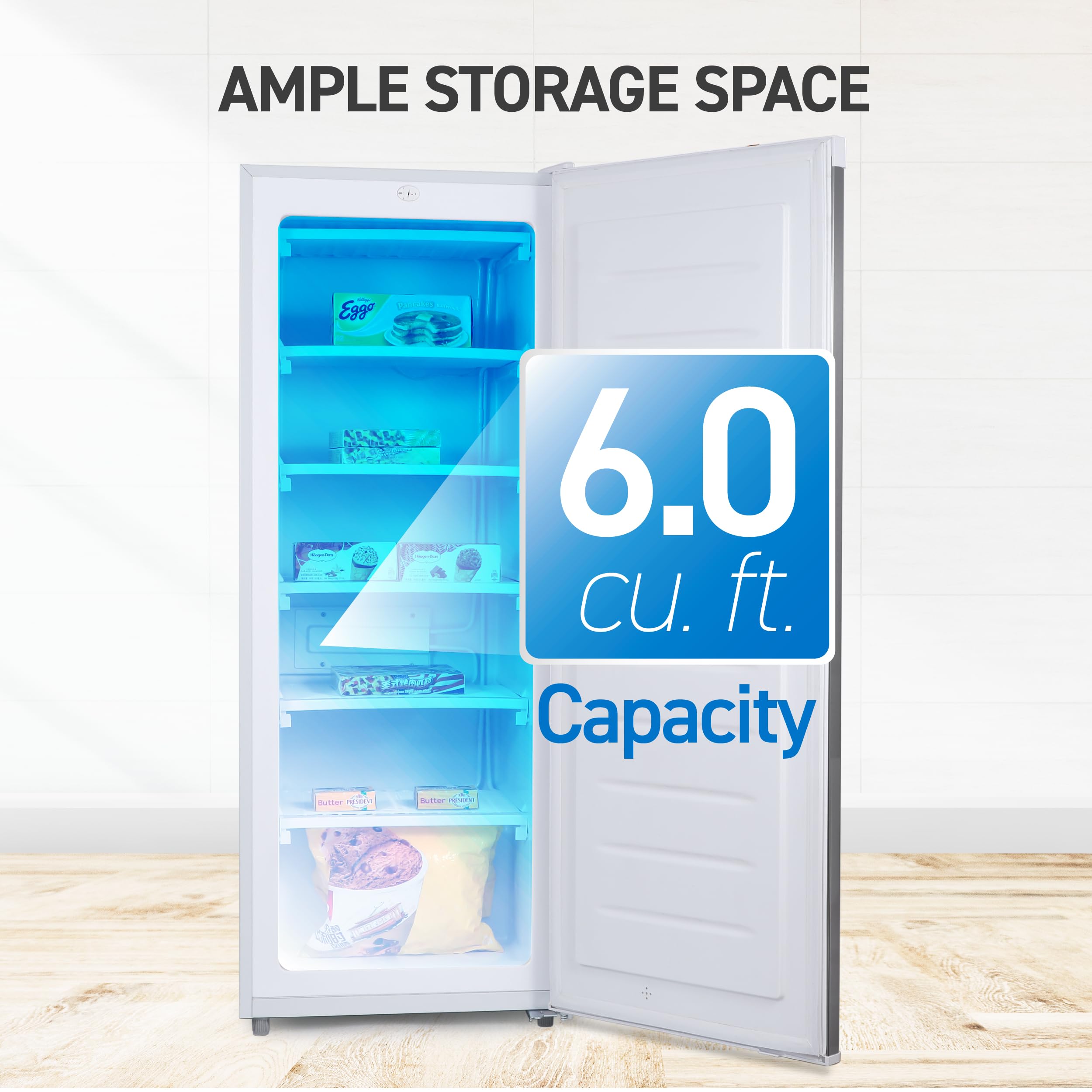 Commercial Cool - Upright Freezer, Stand Up Freezer 6 cu ft With Reversible Door - White - View 2 | Fridge.com