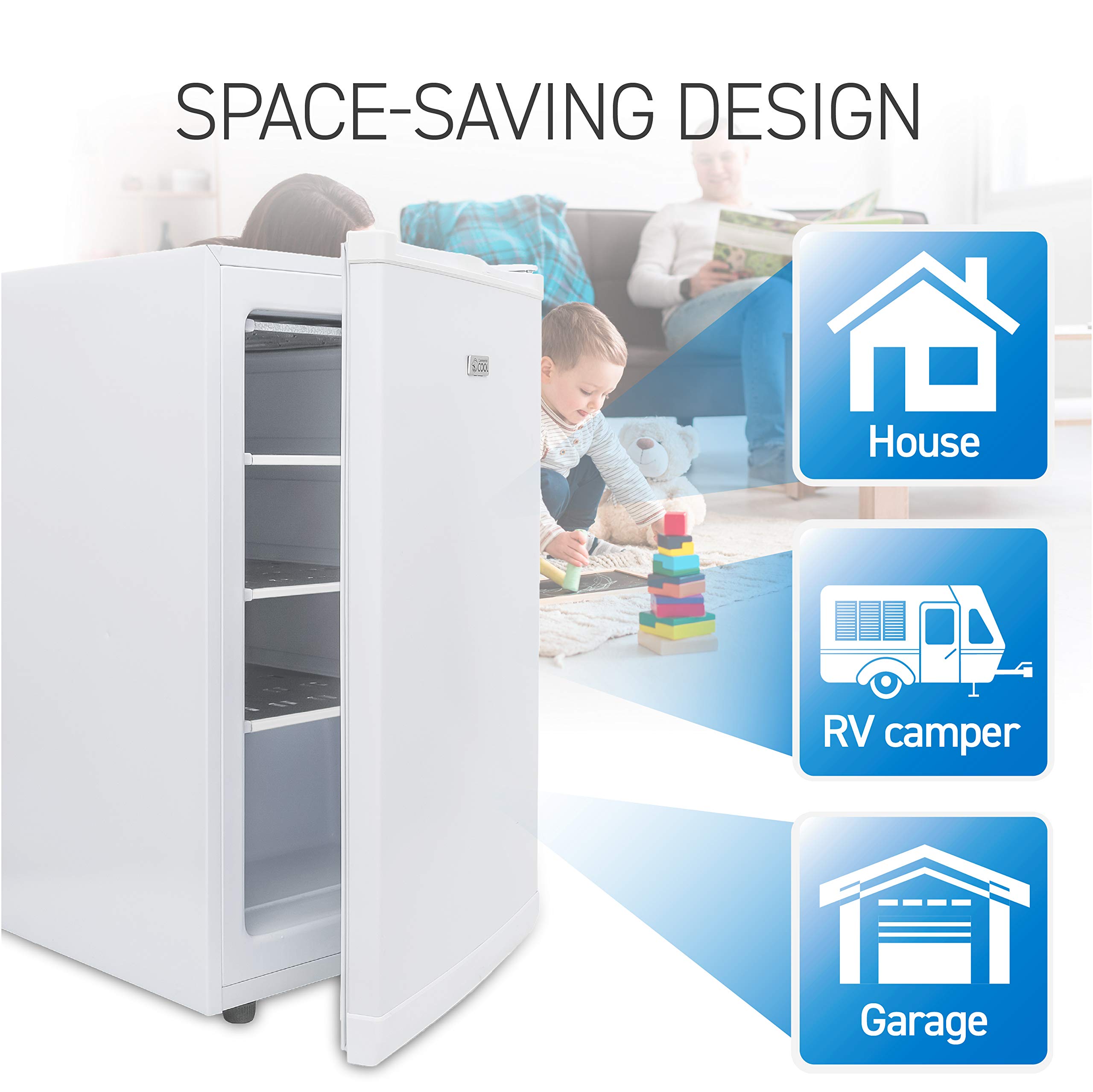 Ccfe Series Commercial Cool Upright Freezer, Stand Up Freezer 2.8 Cu Ft With Reversible Door, White - View 2 | Fridge.com