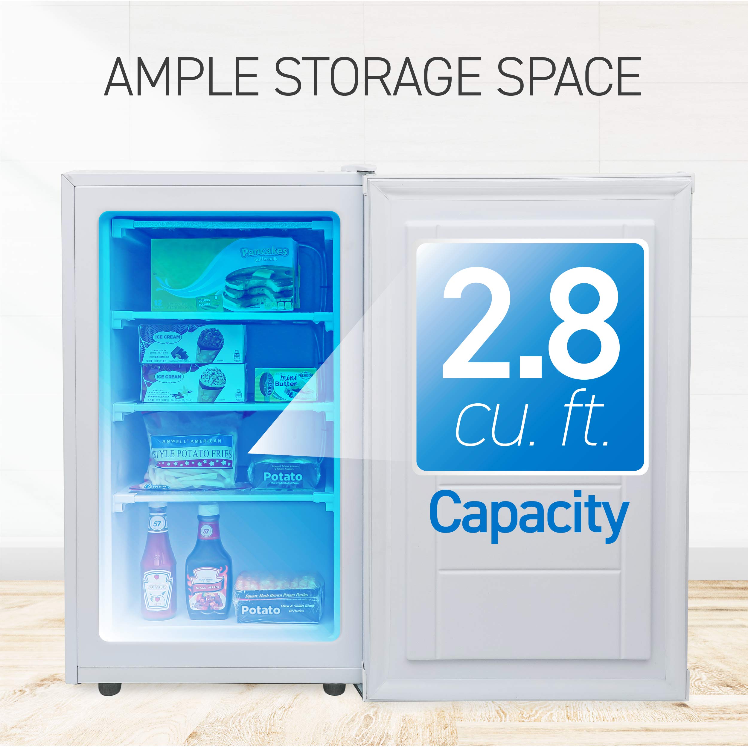 Ccfe Series Commercial Cool Upright Freezer, Stand Up Freezer 2.8 Cu Ft With Reversible Door, White - View 5 | Fridge.com