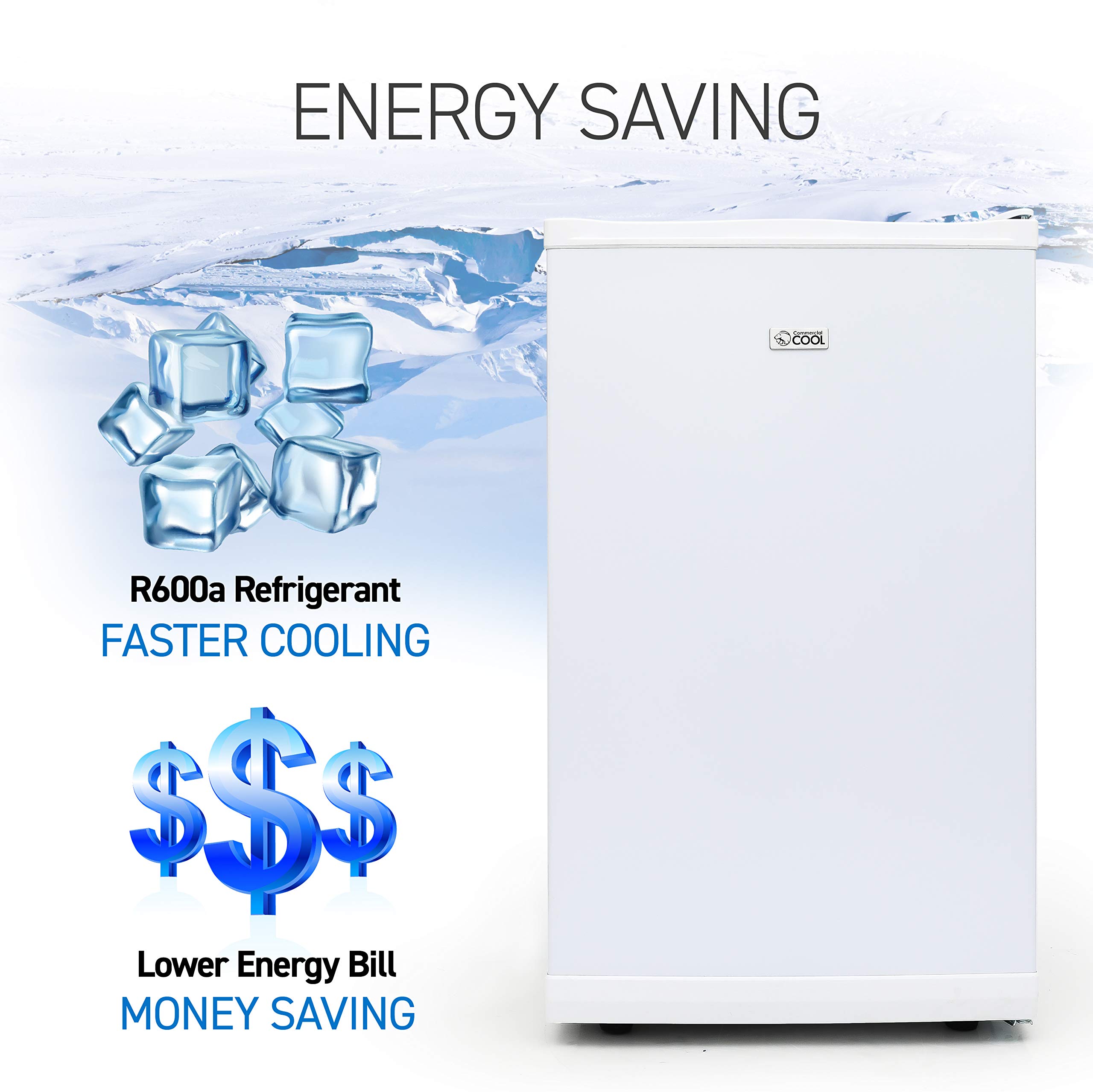 Ccfe Series Commercial Cool Upright Freezer, Stand Up Freezer 2.8 Cu Ft With Reversible Door, White - View 6 | Fridge.com