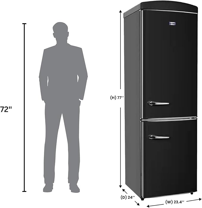 Conserv 24in RETRO BOTTOM MOUNT 11cf Refrigerator Fast Freeze 110V in Black | Fridge.com