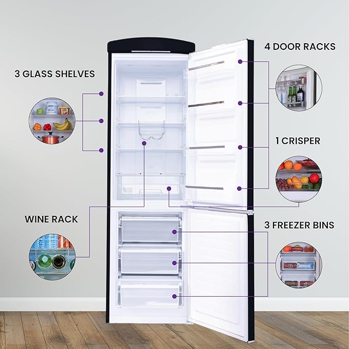 Conserv 24in Retro Bottom Mount 11cf Refrigerator Fast Freeze 110V In Black - View 5 | Fridge.com