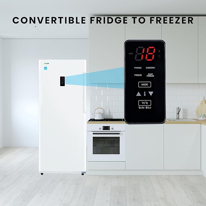 Conserv 14cf Upright Freezer Convertible Ref Garage Ready 28in Wide 110V(White) - View 5 | Fridge.com