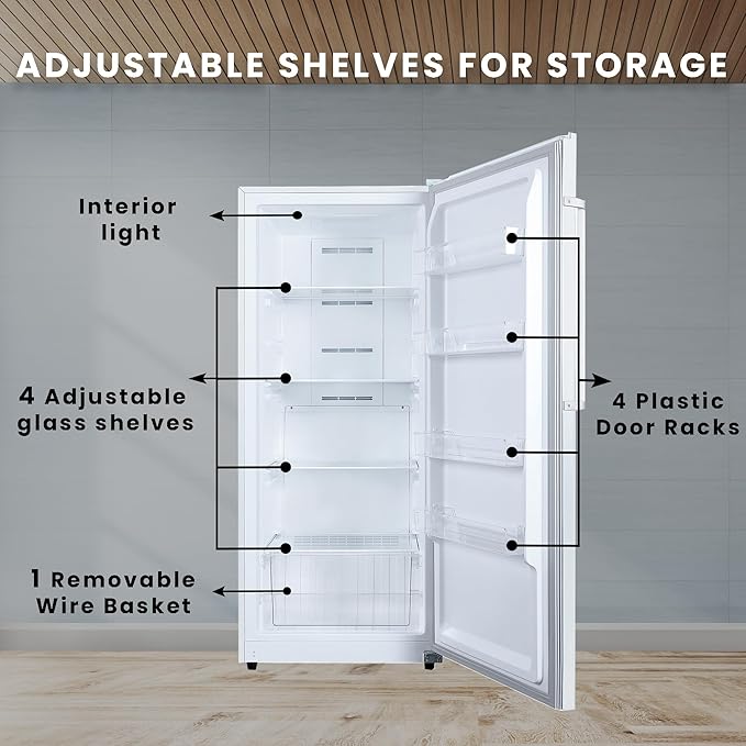 Conserv 14cf Upright Freezer Convertible Ref Garage Ready 28in Wide 110V(White) - View 6 | Fridge.com