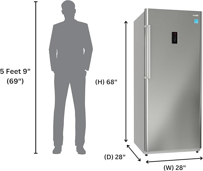 Conserv 14cf Upright Freezer Convertible Ref Garage Ready E-Star 28in Wide 110V (Stainless) - View 3 | Fridge.com